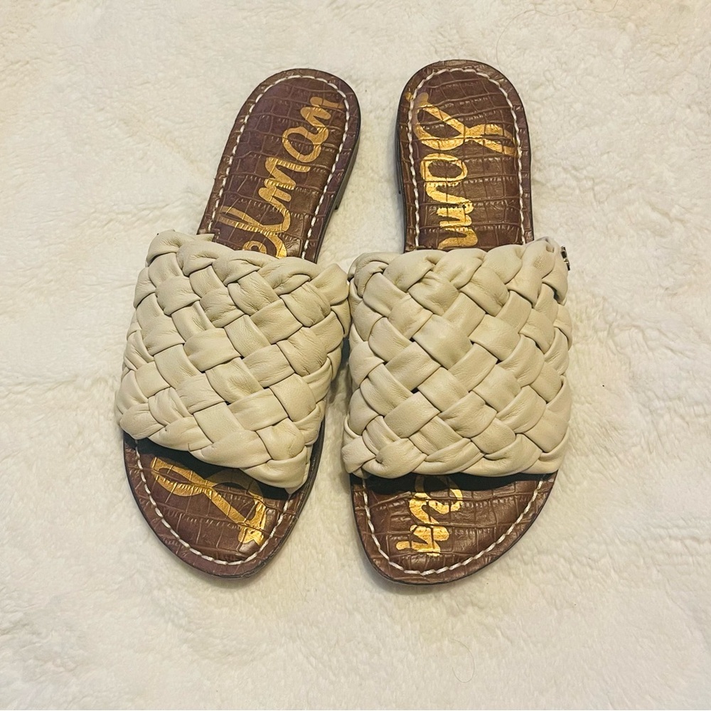 Sam Edelman  casual braiding cream Woven Slide Sandals size 7.4 - Picture 9 of 16